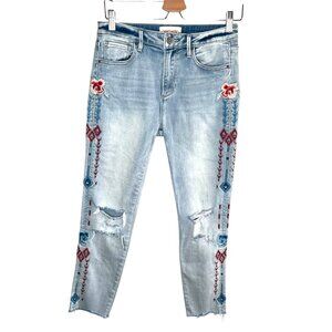 Driftwood Womens Jackie High Rise Slim Leg Embroidered Jeans Size 27